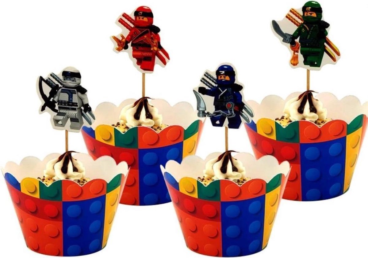 Lego Ninjago Cupcake 12 Omslag + 12 Toppers | Cupcake Decoratie